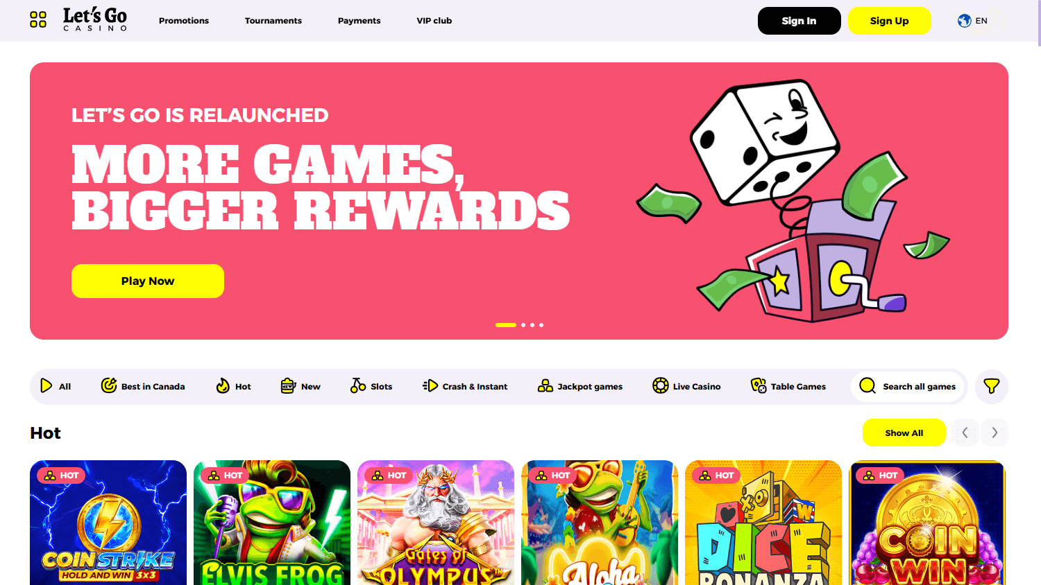 Let's_Go_Casino_homepage_desktop