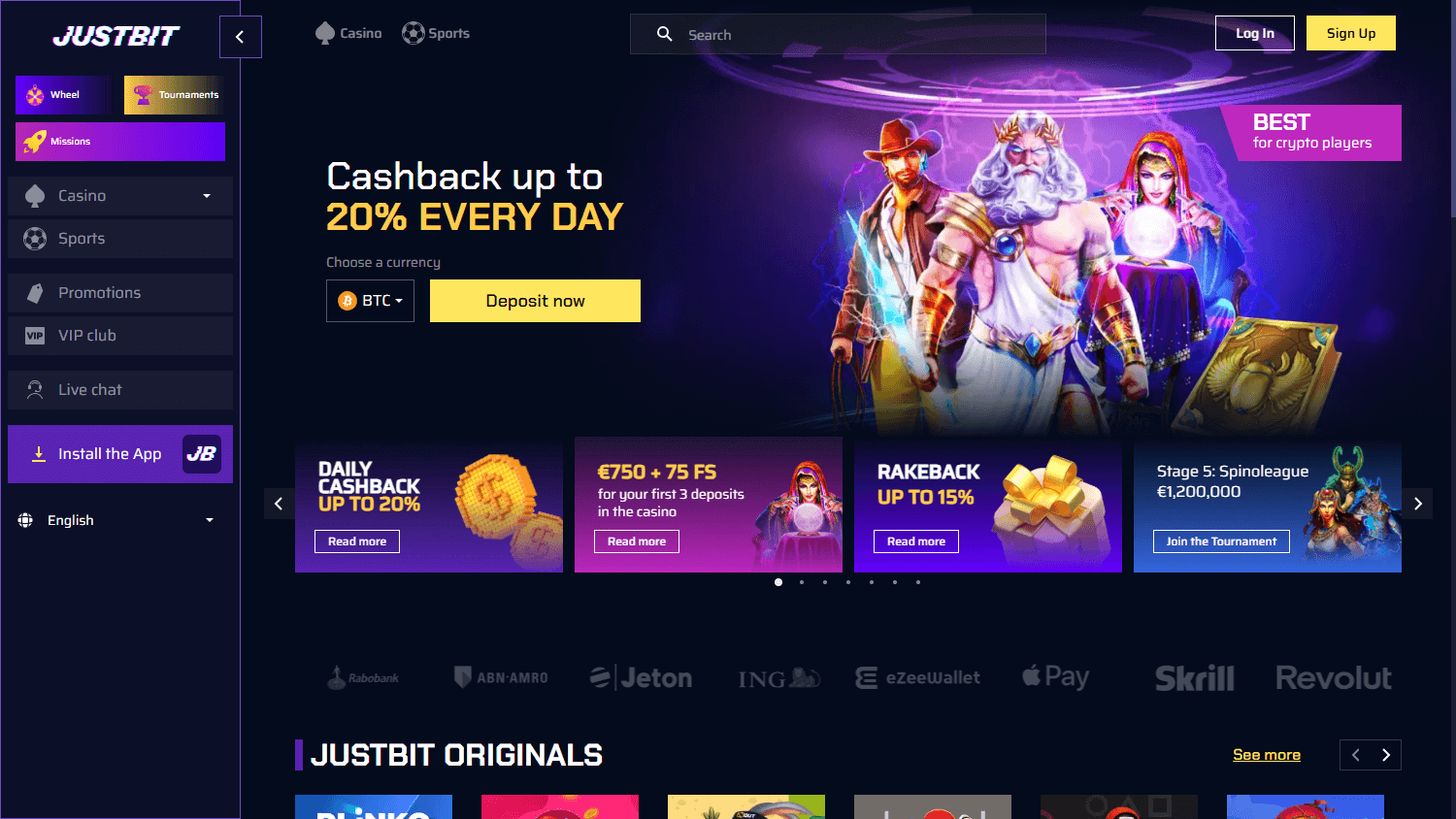 justbit_casino_homepage_desktop