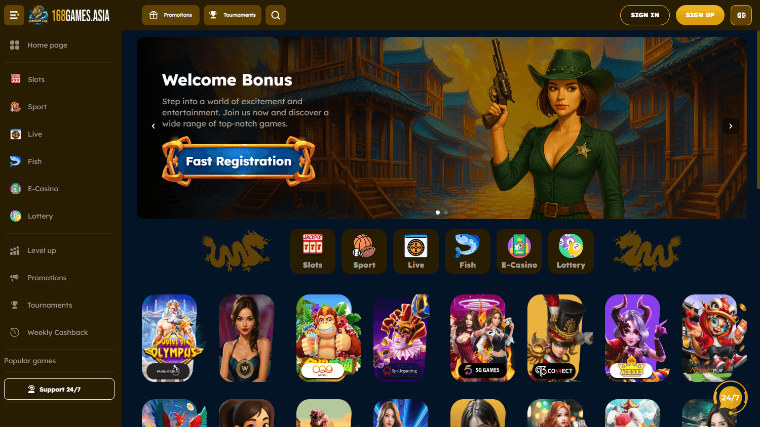 168Games_casino_homepage_desktop
