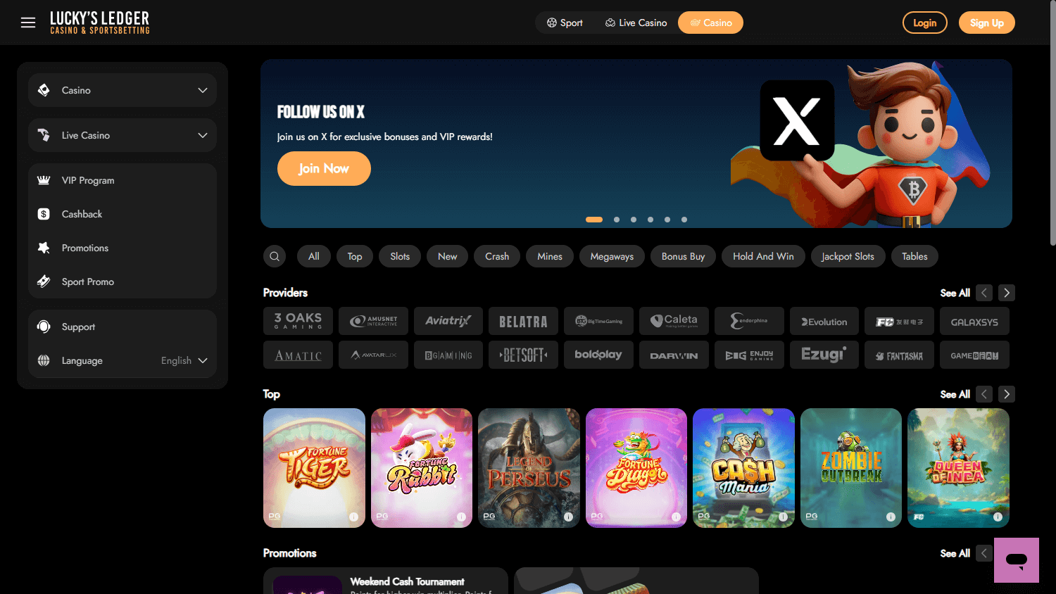 Lucky's_Ledger_Casino_homepage_desktop