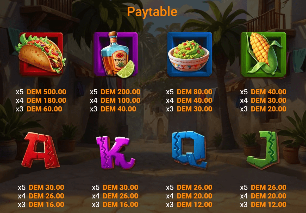 Diegos Spicy Truck paytable