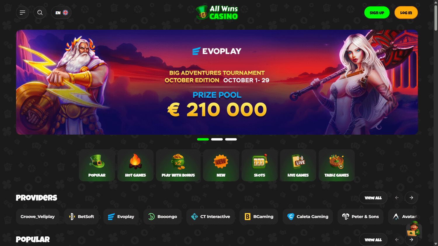 all_wins_casino_homepage_desktop