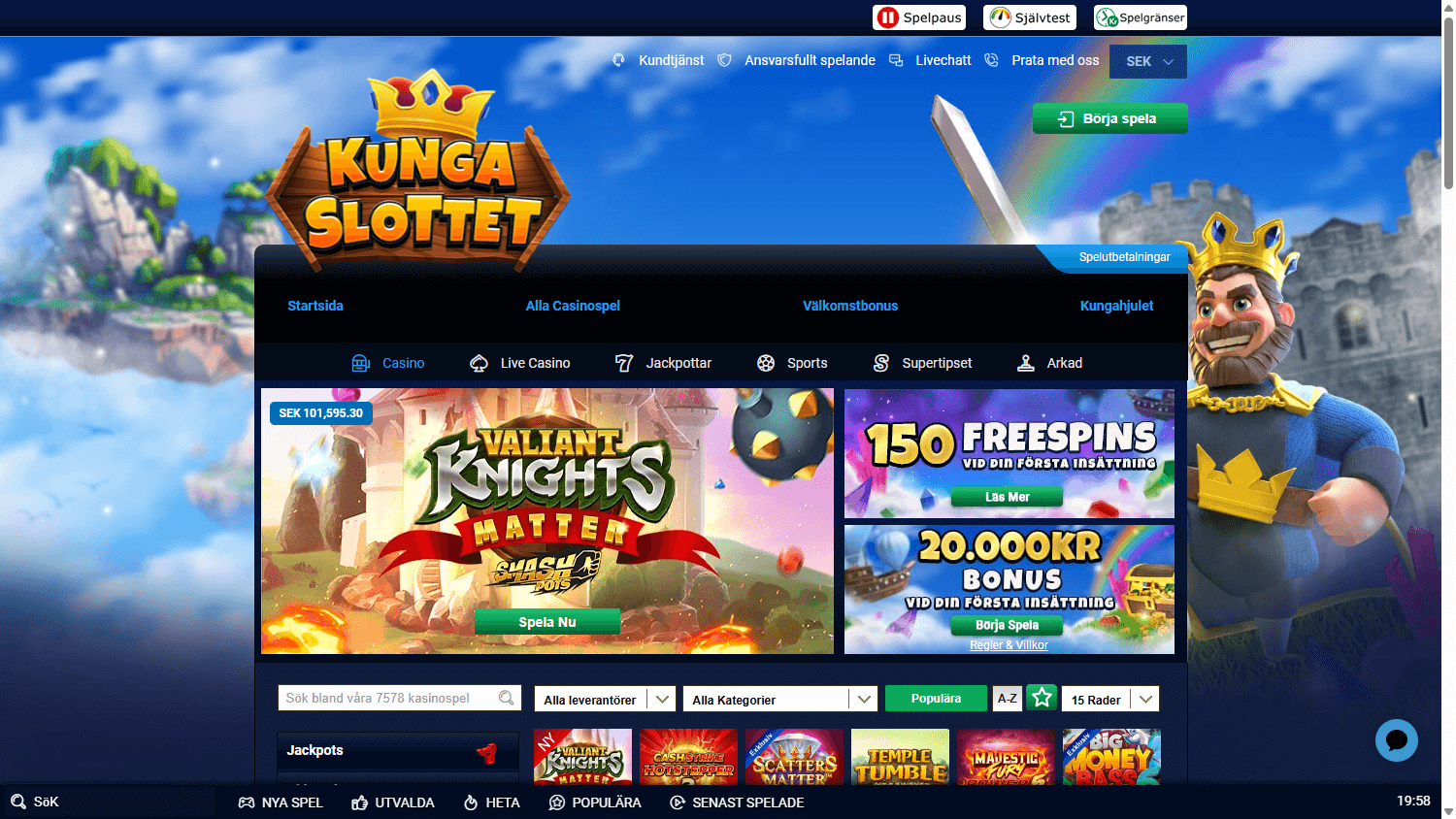 KungaSlottet_Casino_homepage_desktop