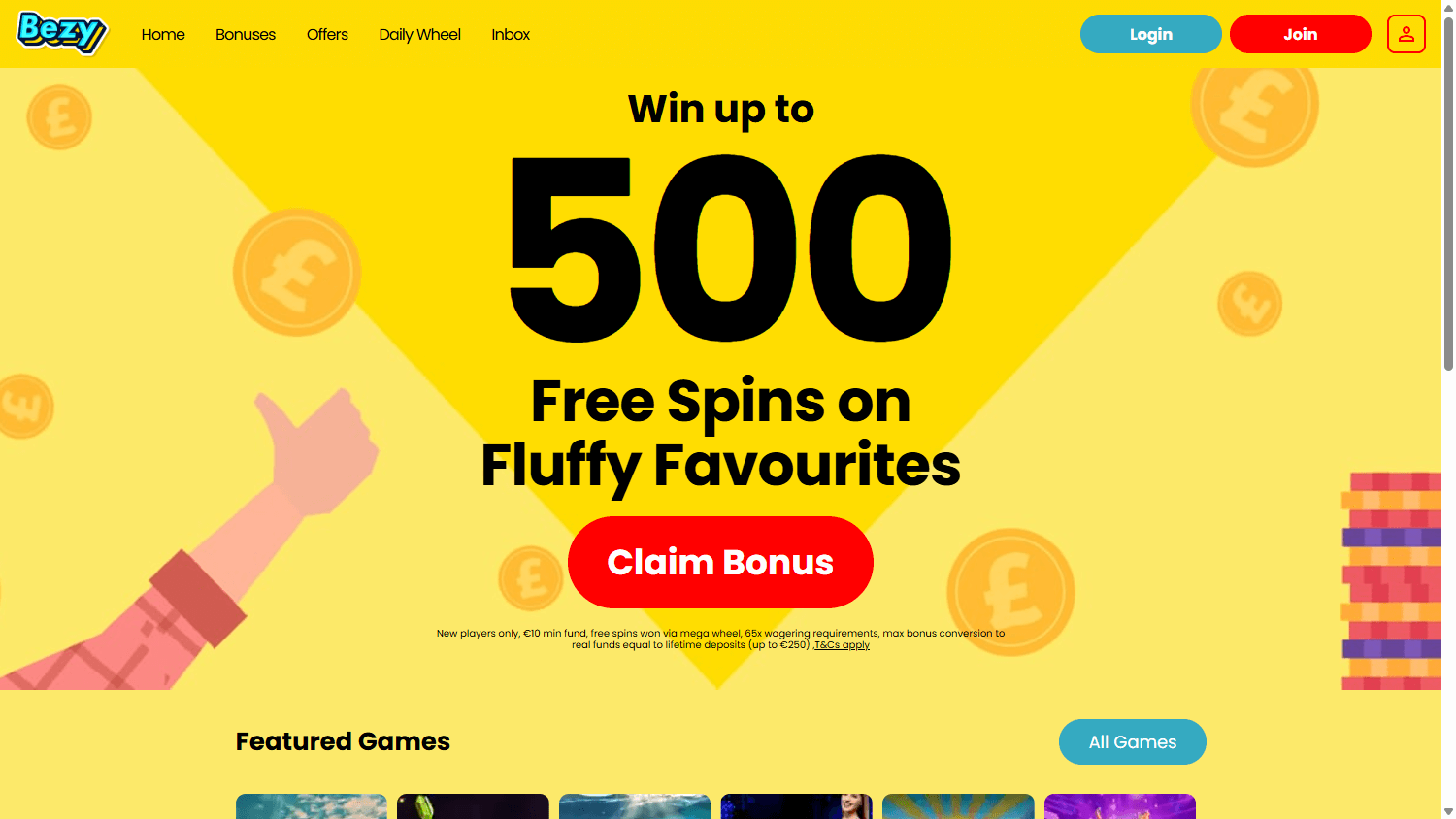 Bezy_Casino_IE_homepage_desktop