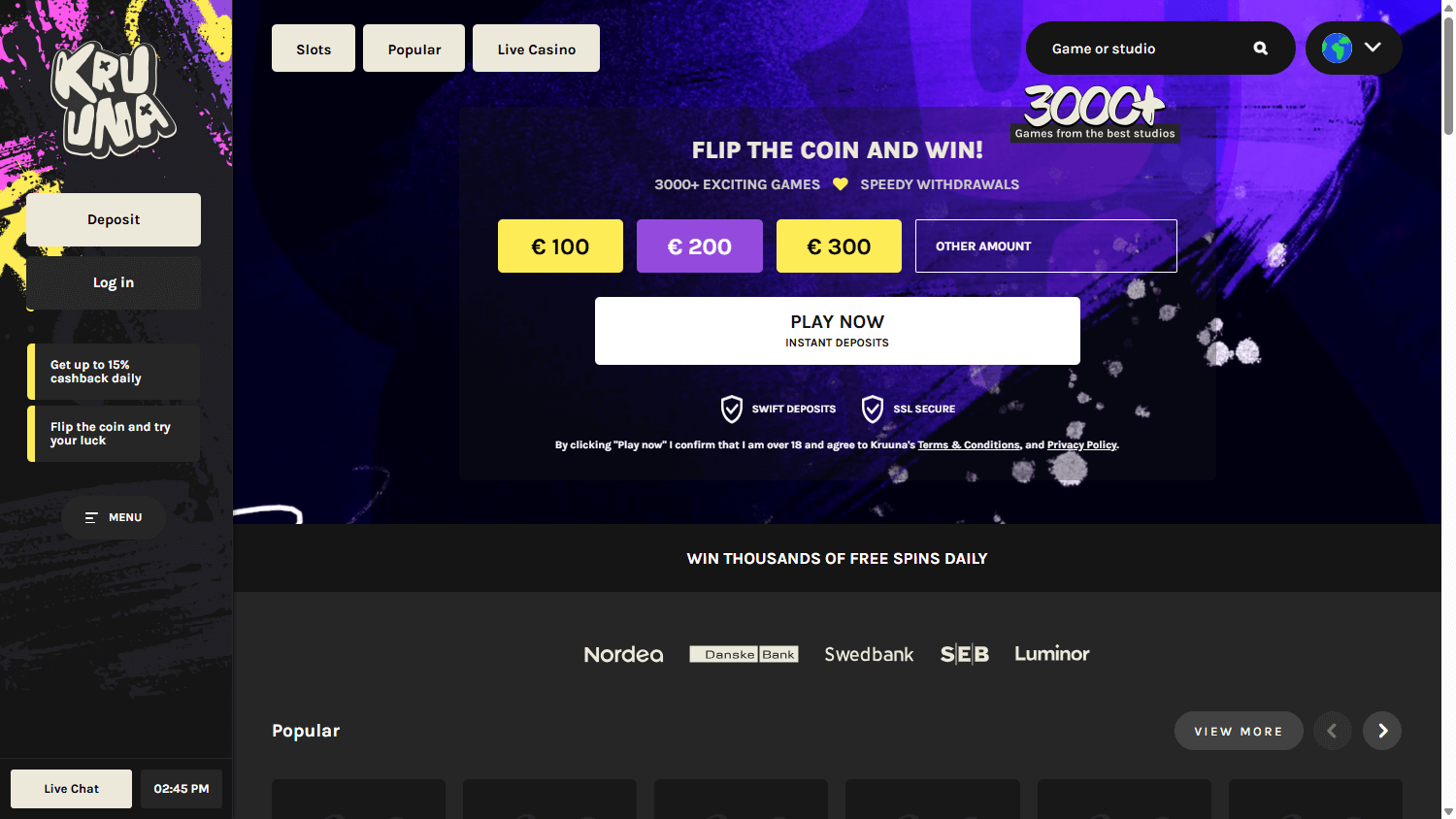 Kruuna_Casino_homepage_desktop