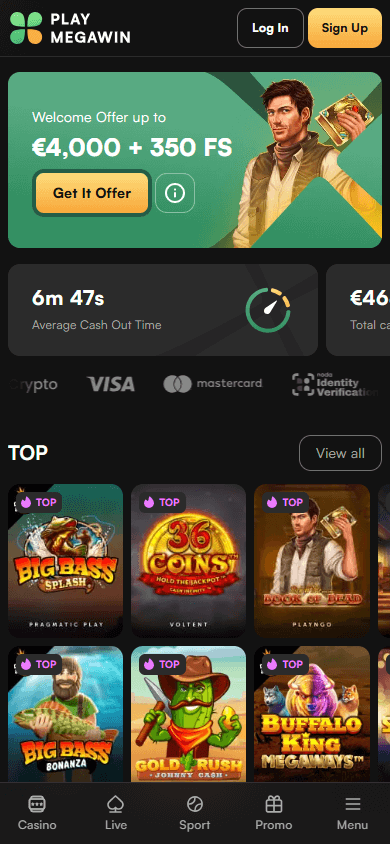 PlayMegaWin_Casino_homepage_mobile