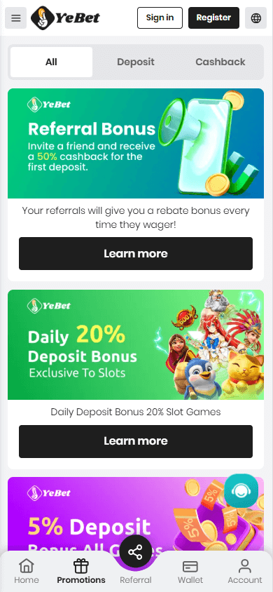YeBet_Casino_promotions_mobile