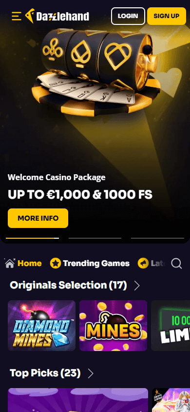 Dazzlehand_Casino_homepage_mobile