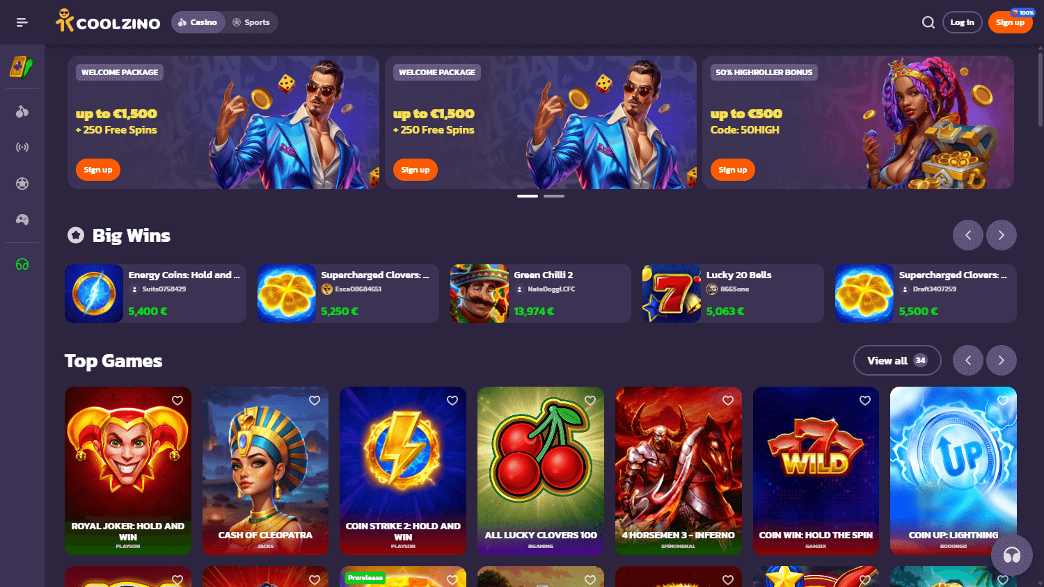 Coolzino_Casino_homepage_desktop