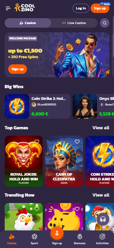 Coolzino_Casino_homepage_mobile