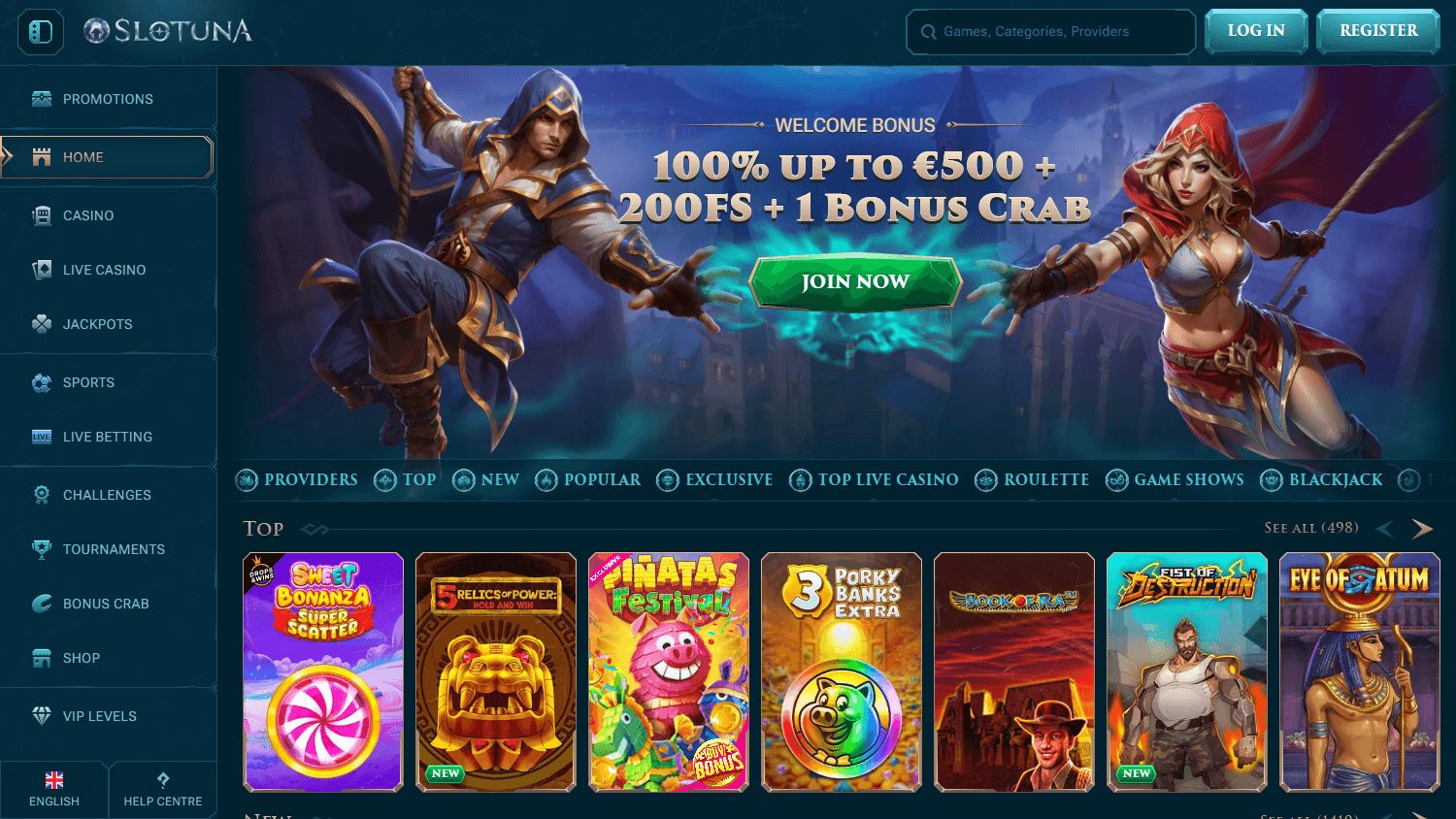 Slotuna_Casino_homepage_desktop