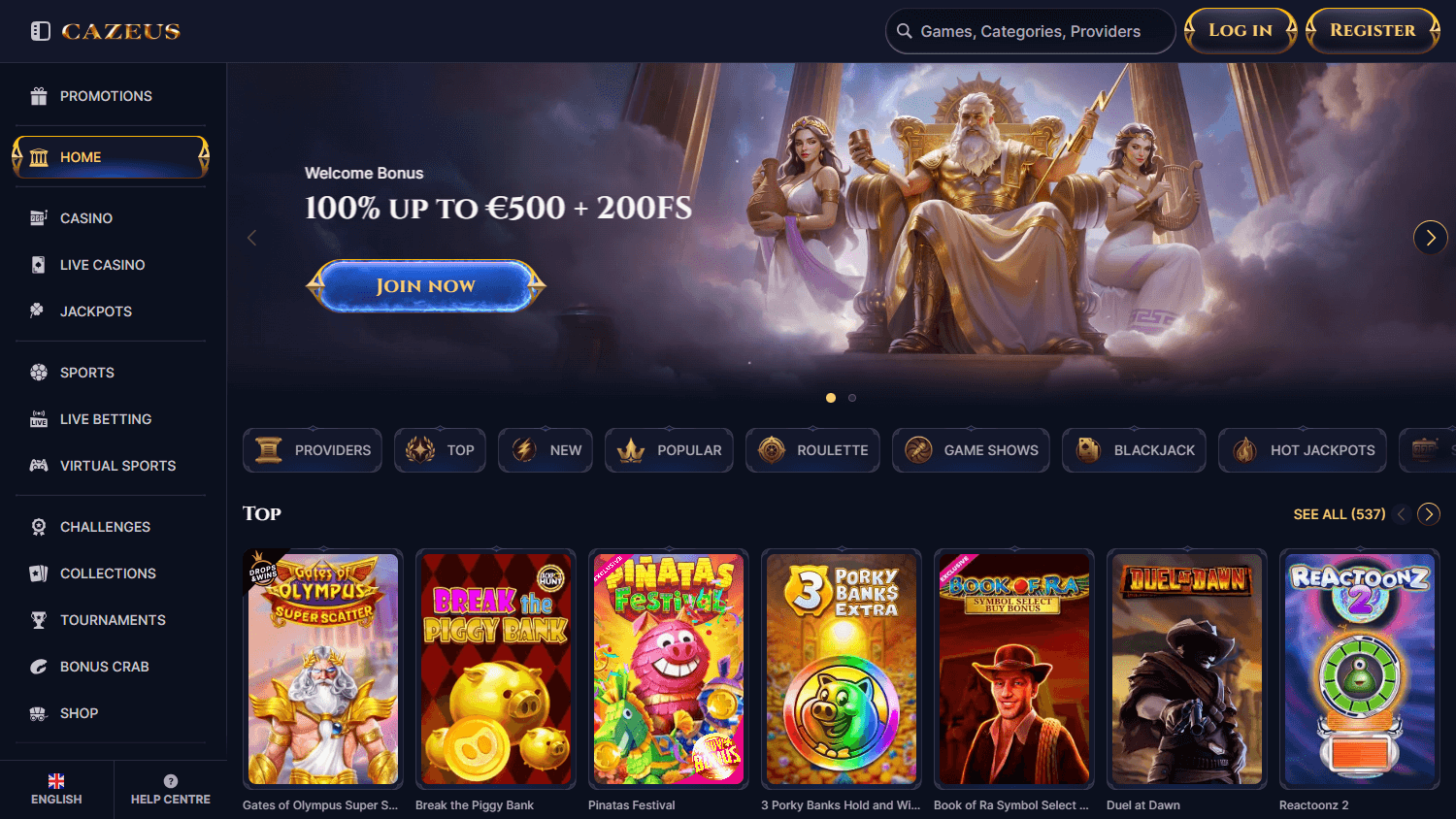 cazeus_casino_homepage_desktop