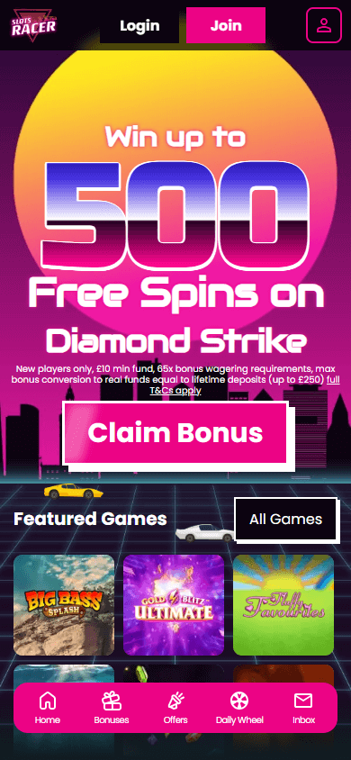 Slots_Racer_Casino_homepage_mobile