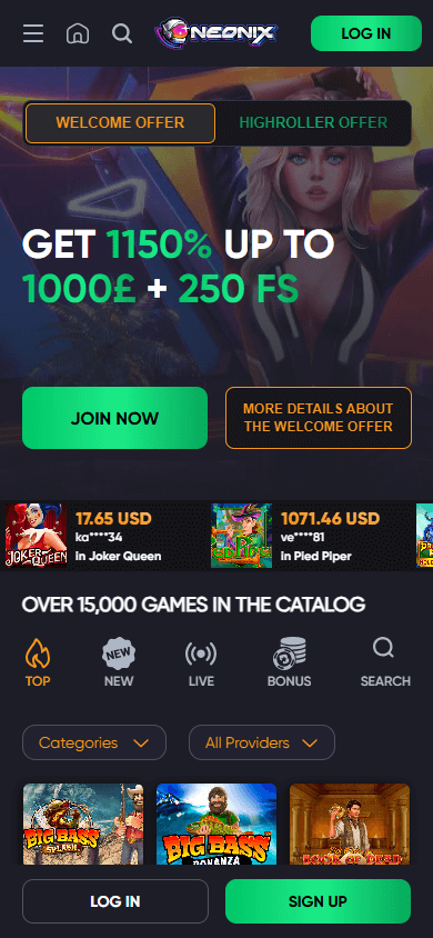 Neonix_Casino_homepage_mobile