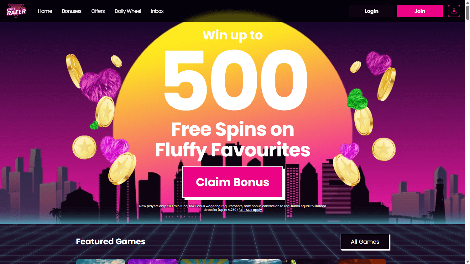 Slots_Racer_Casino_IE_homepage_desktop