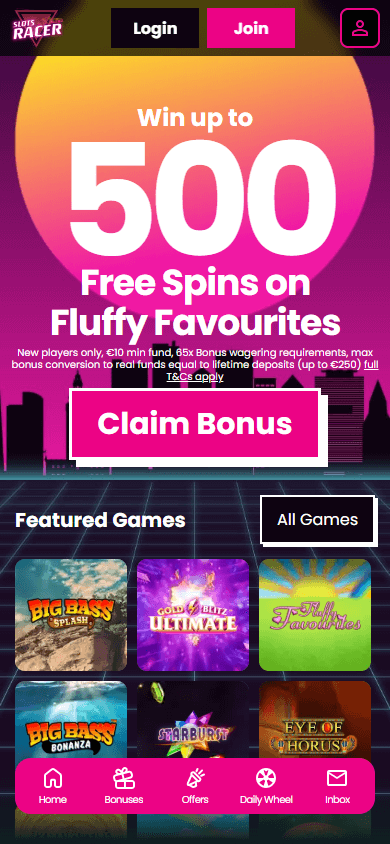 Slots_Racer_Casino_IE_homepage_mobile