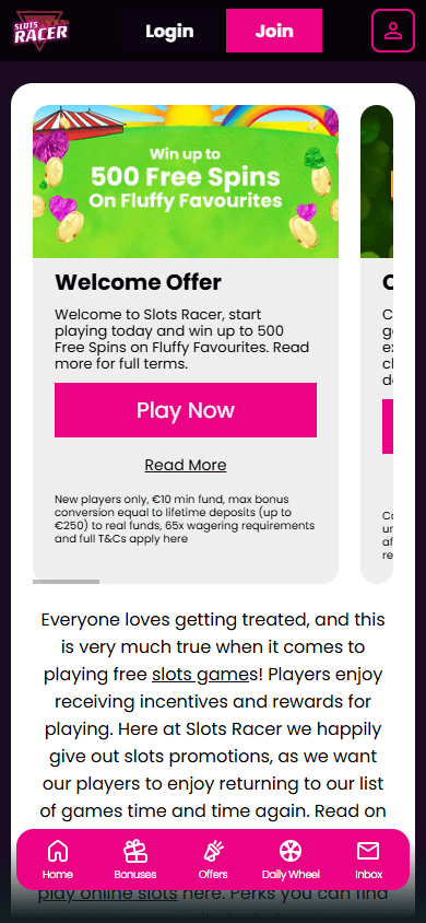 Slots_Racer_Casino_IE_promotions_mobile