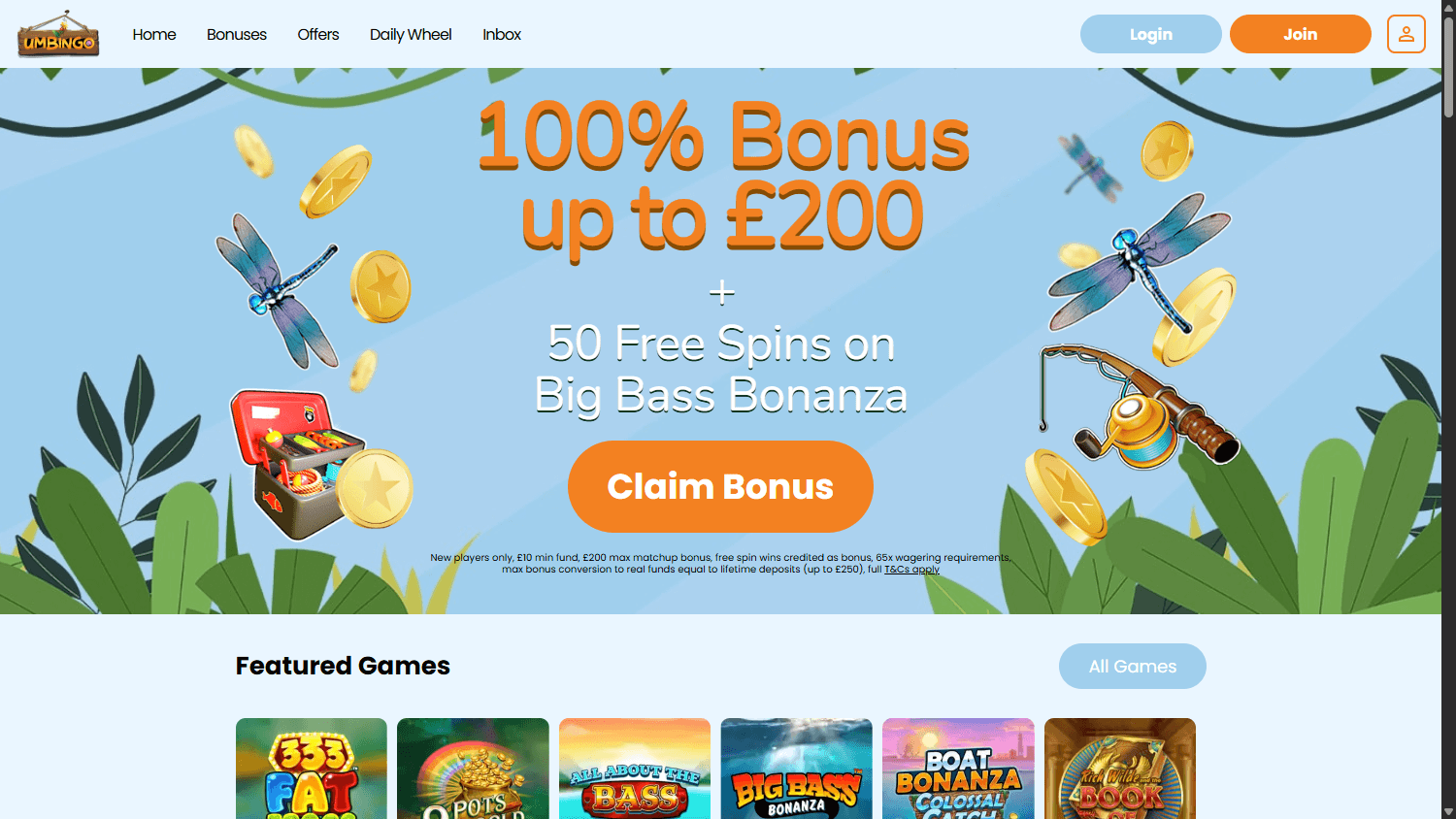 umbingo_casino_homepage_desktop