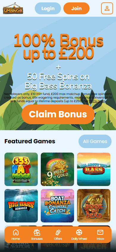 umbingo_casino_homepage_mobile
