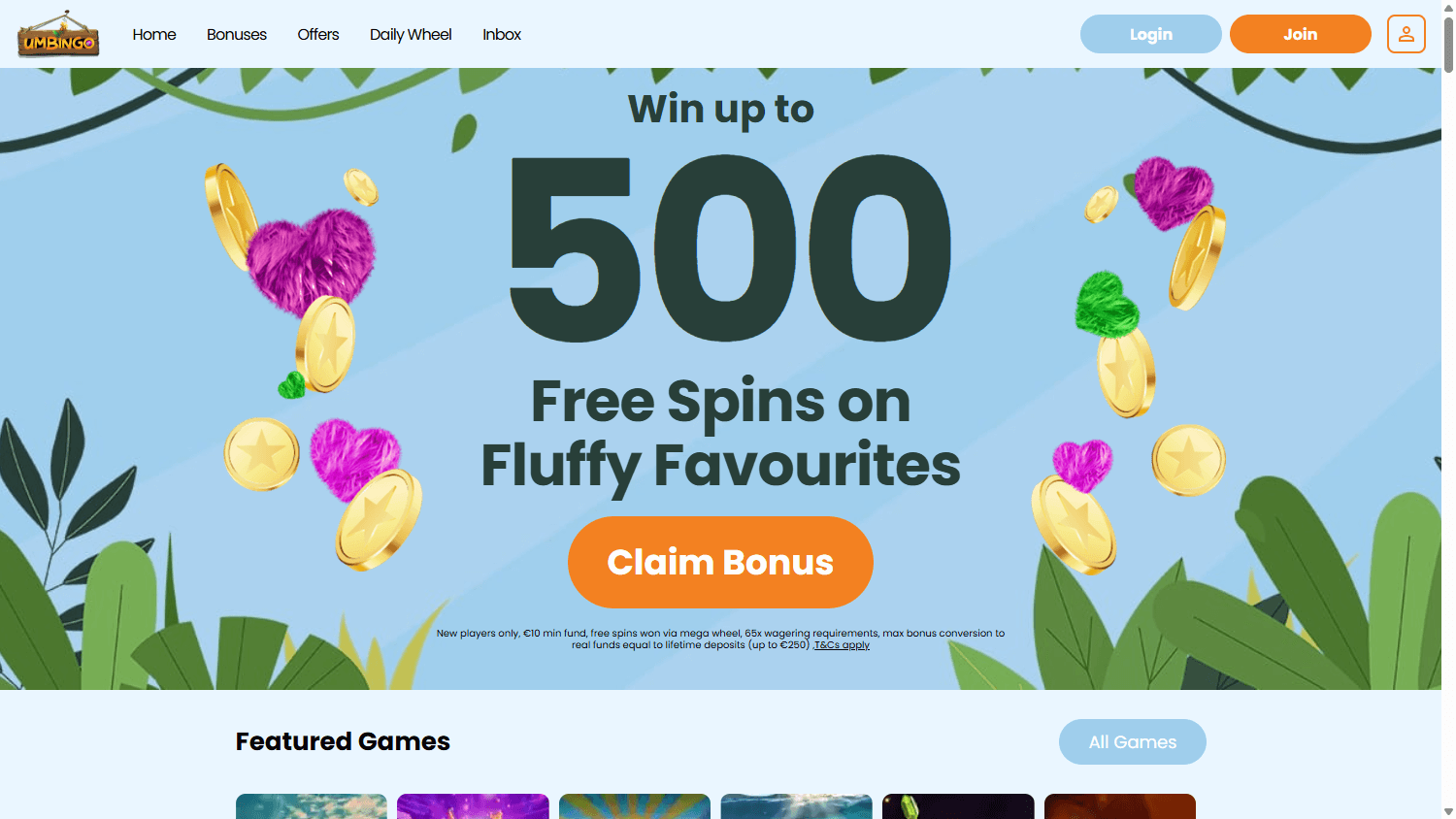 umbingo_casino_ie_homepage_desktop