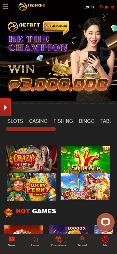 OKEBET_Casino_homepage_mobile