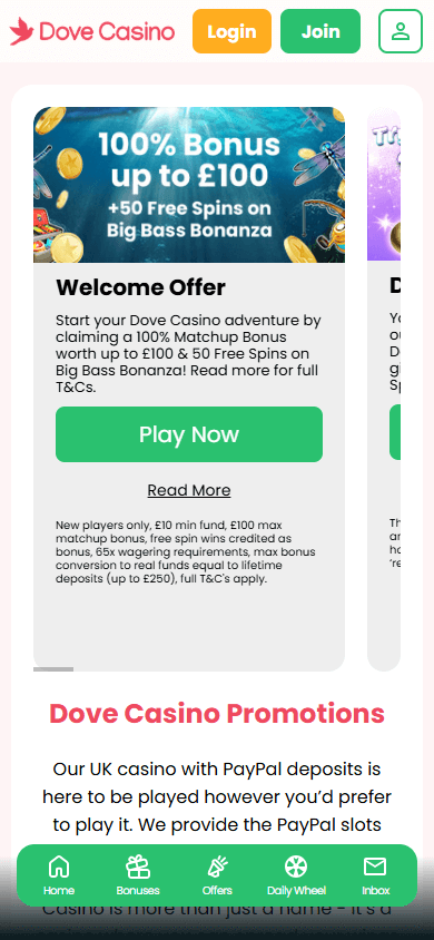 Dove_Casino_promotions_mobile