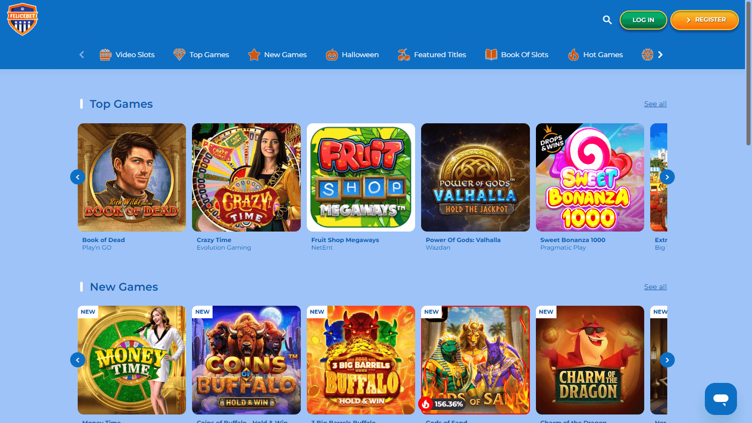 felicebet_casino_homepage_desktop