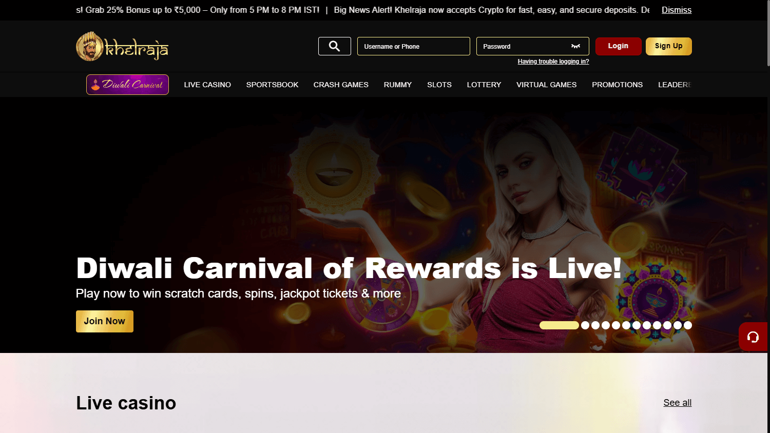 khelraja_casino_homepage_desktop