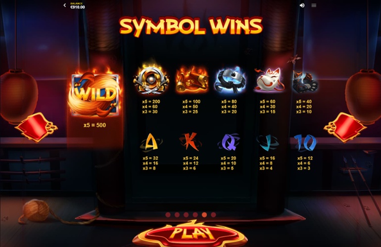 Flaming Fox full paytable