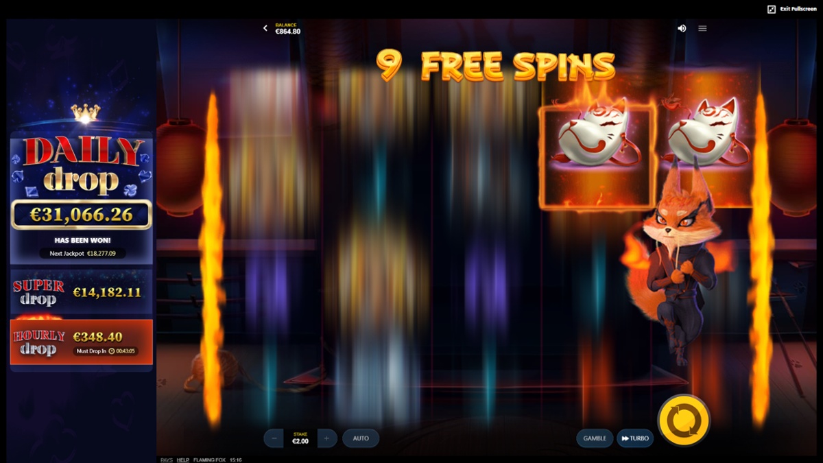 Flaming Fox free spins bonus feature