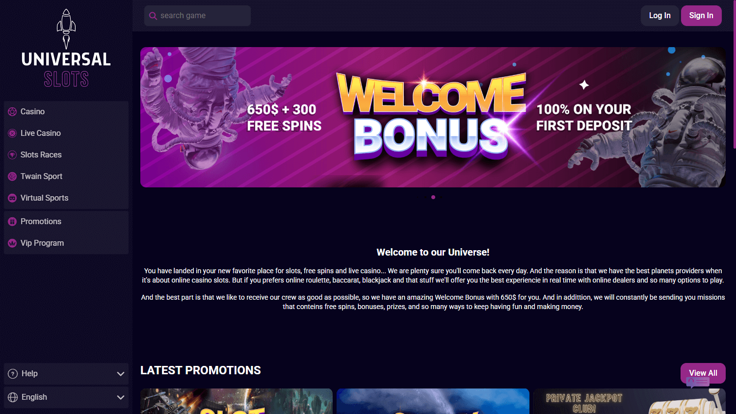 Universal_Slots_Casino_homepage_desktop
