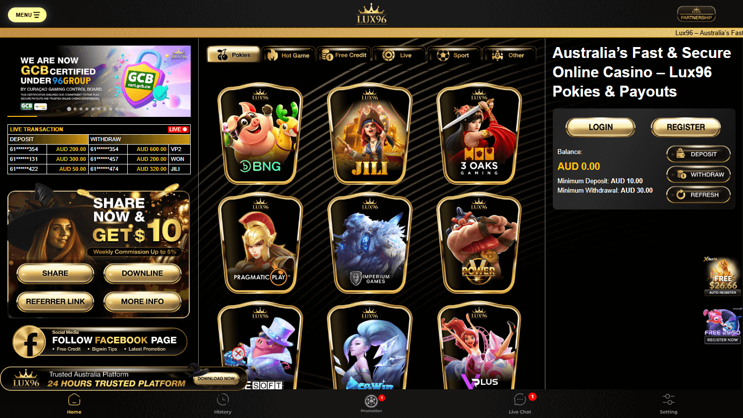 LUX96_Casino_homepage_desktop