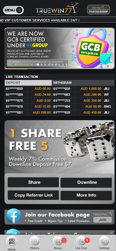 TrueWin77_Casino_homepage_mobile