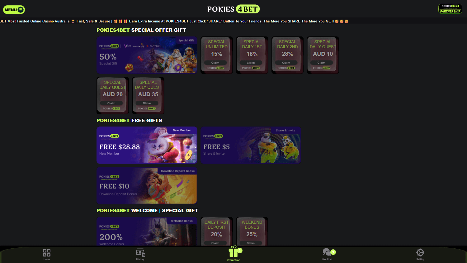 Pokies4Bet_Casino_promotions_desktop
