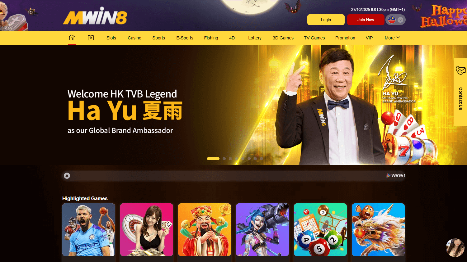 Mwin8_Casino_homepage_desktop