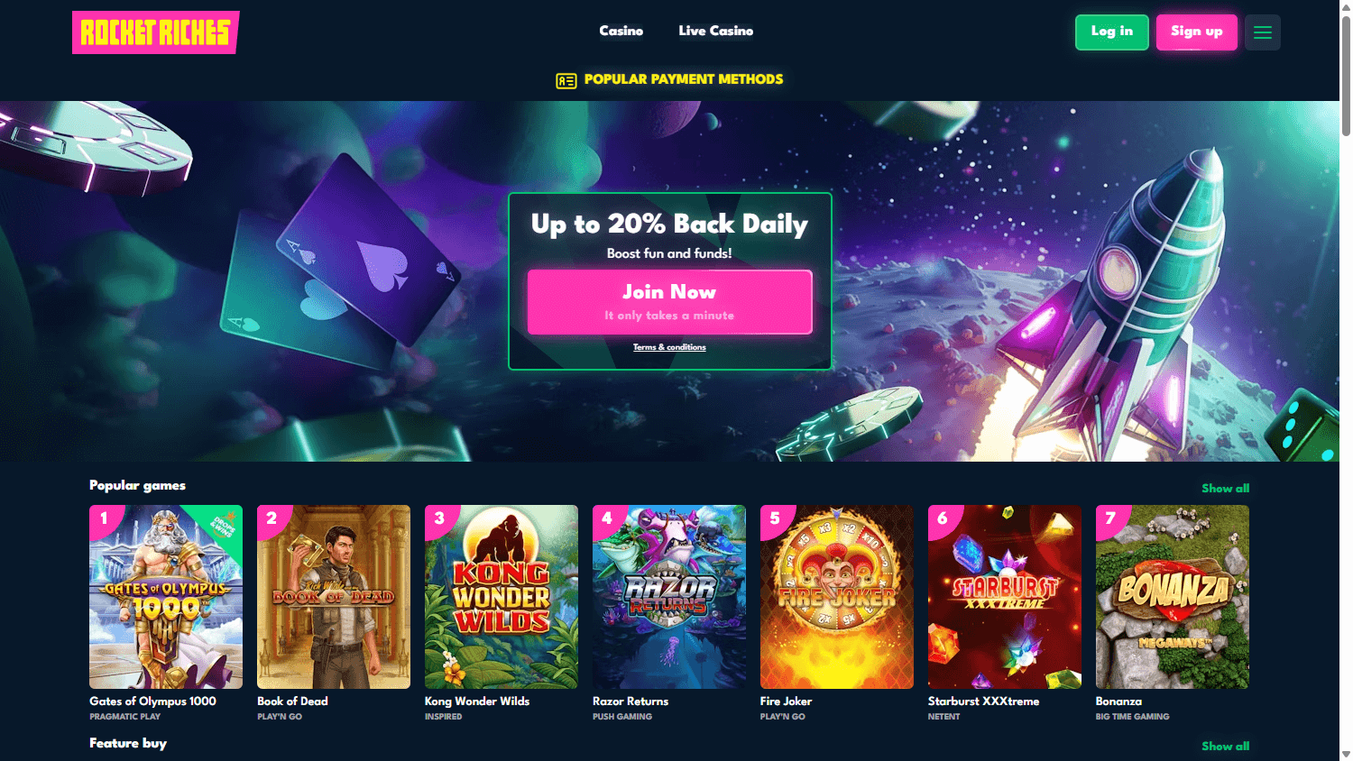 Rocket_Riches_Casino_homepage_desktop