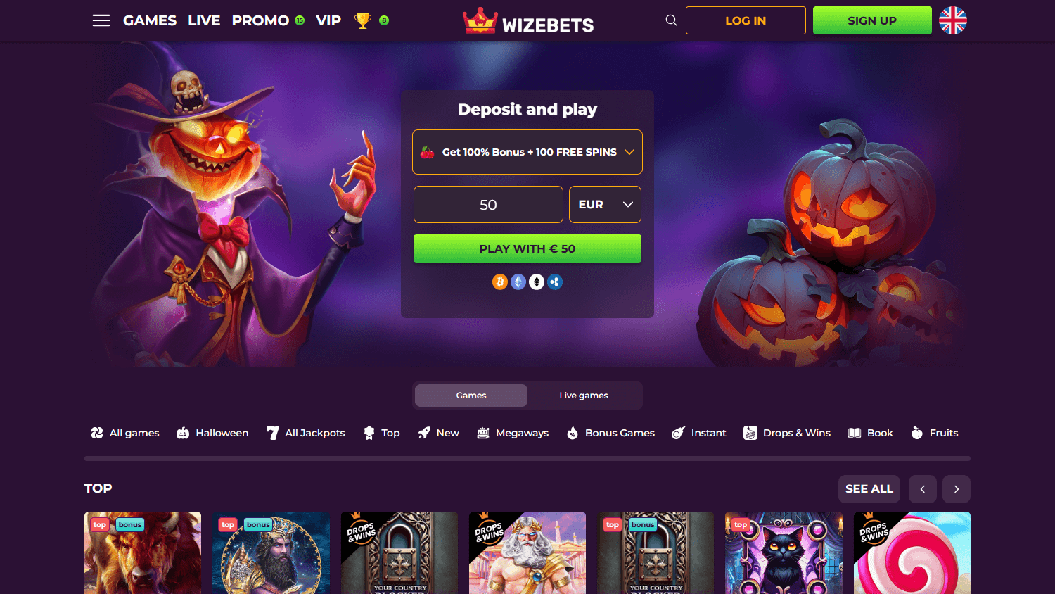 Wizzebets_Casino_homepage_desktop