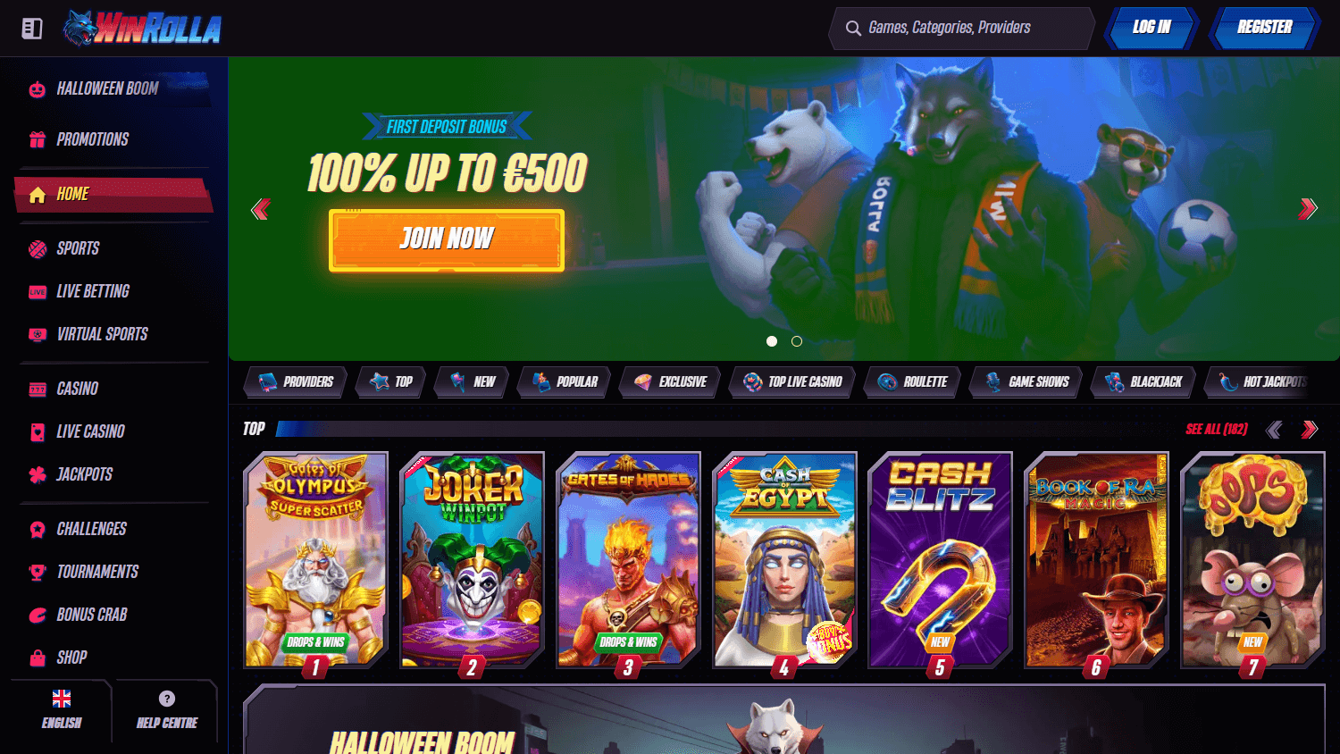 Winrolla_Casino_homepage_desktop