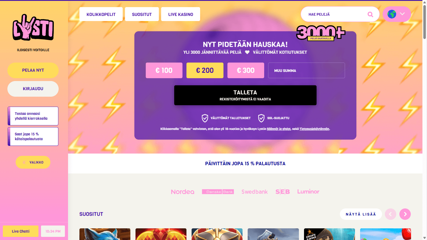 Lysti_Casino_homepage_desktop