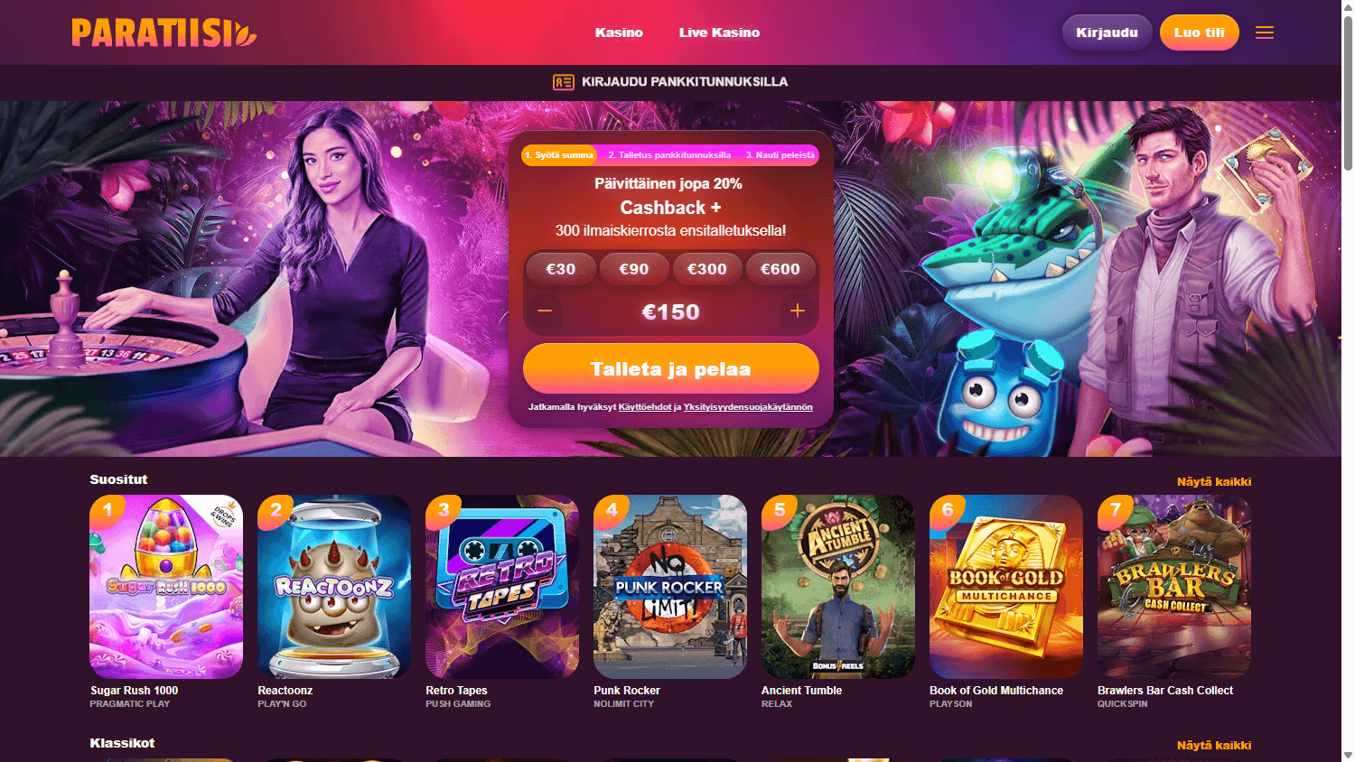 Paratiisi_Casino_homepage_desktop