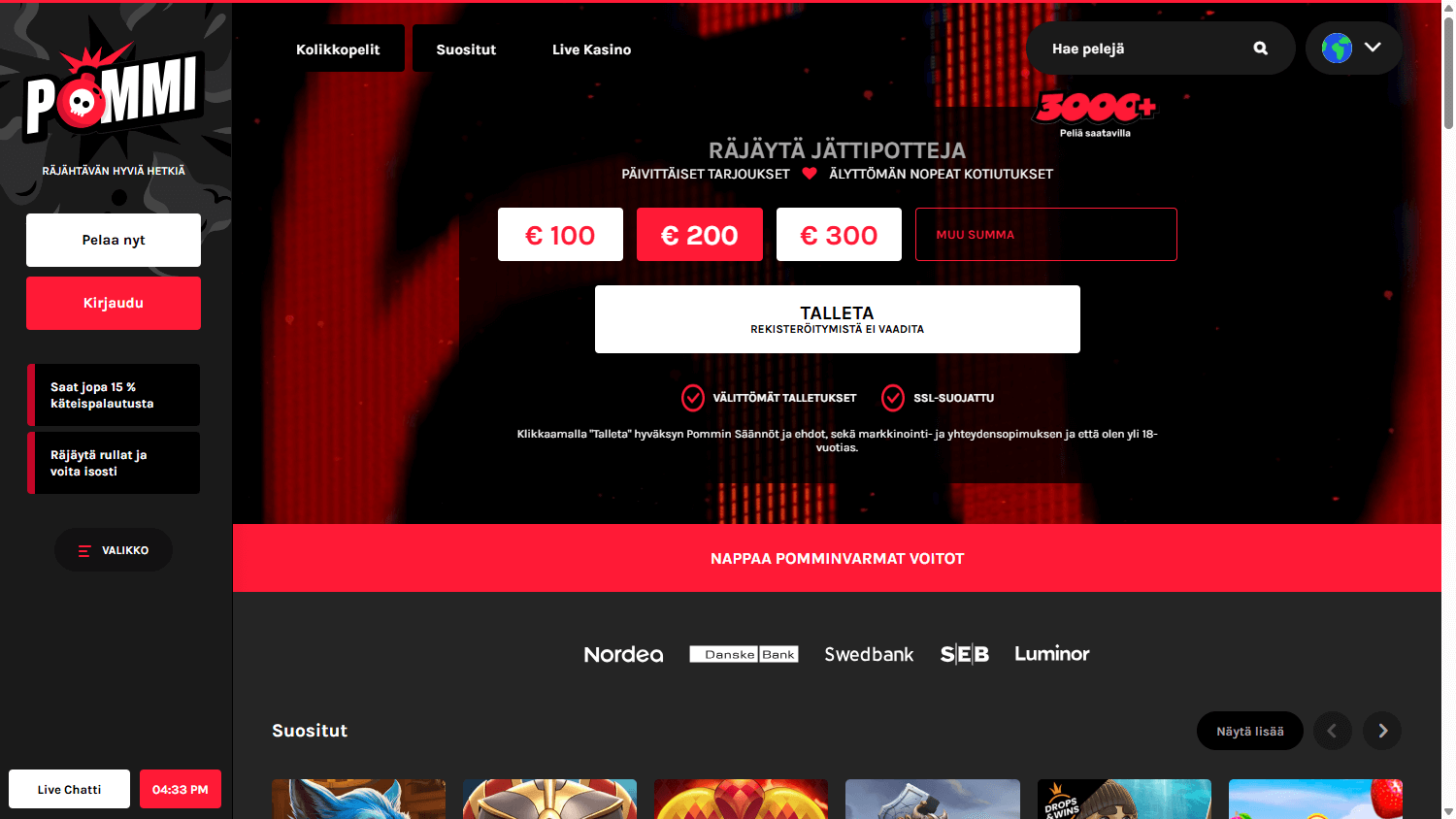 Pommi_Casino_homepage_desktop