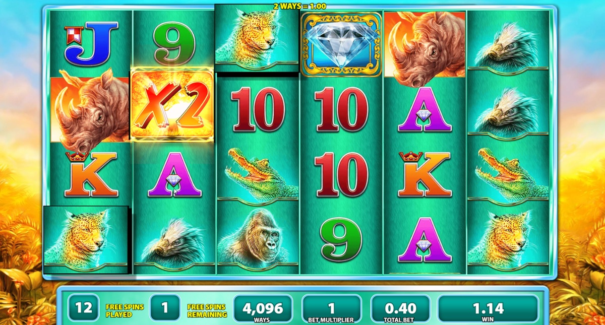 Raging Rhino Wild multiplier in free spins