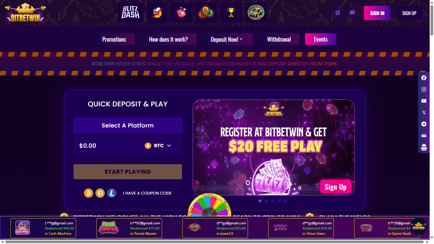 BitBetWin_Casino_homepage_desktop