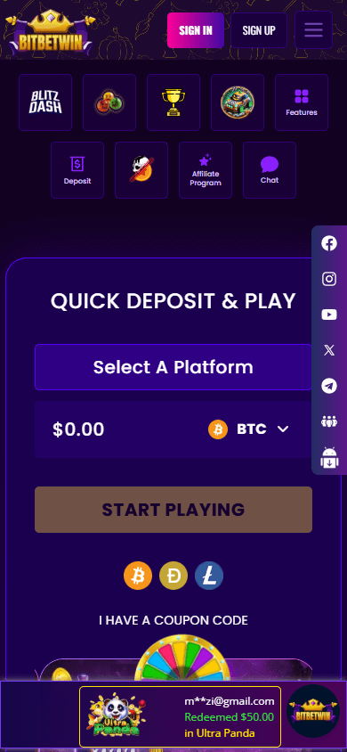 BitBetWin_Casino_homepage_mobile