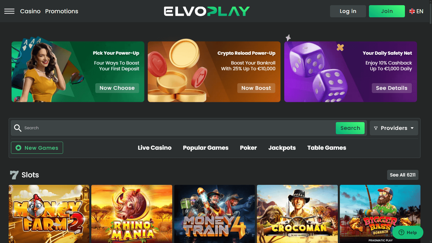 Elvoplay_Casino_homepage_desktop