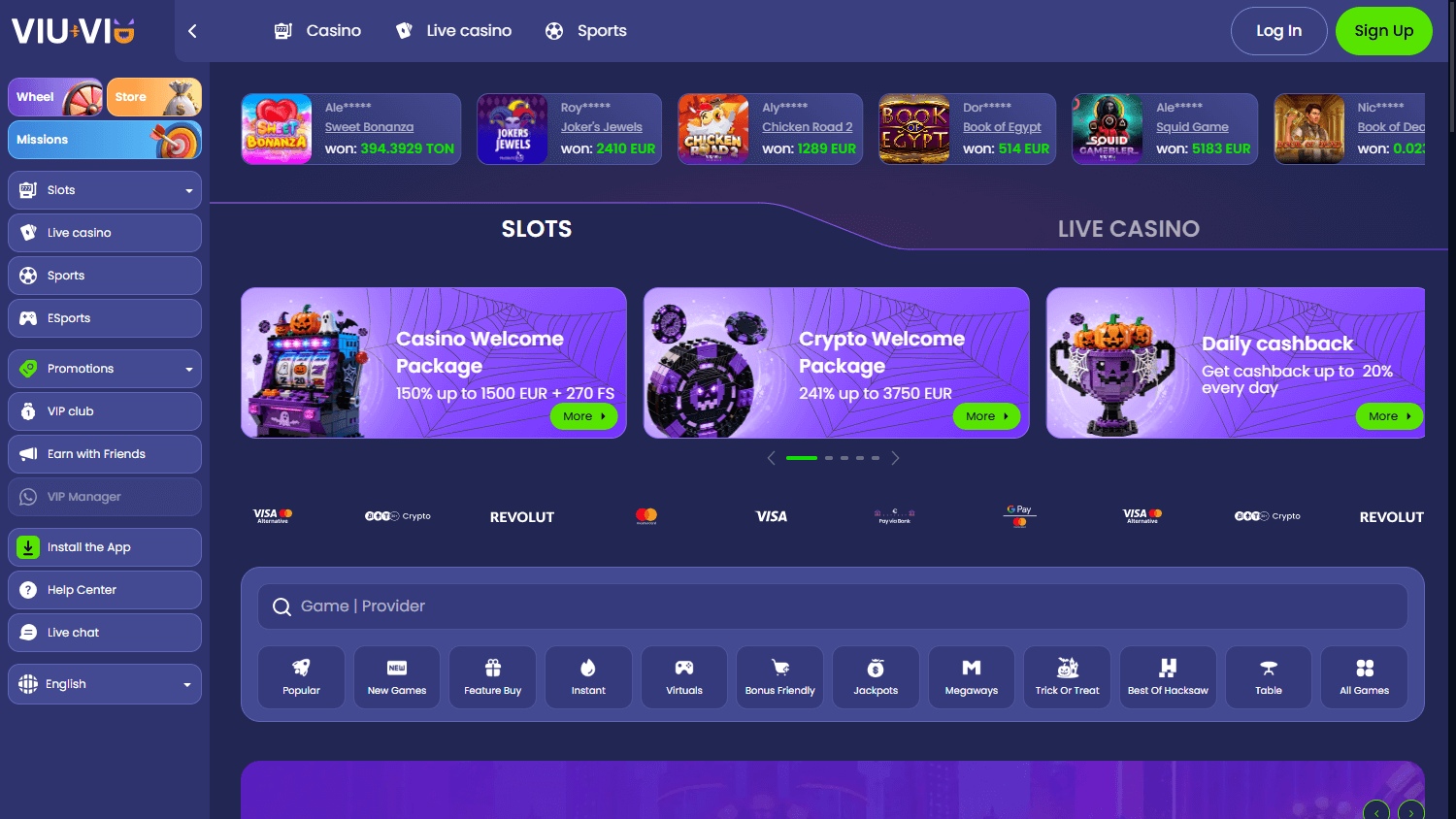 Viu-viu_Casino_homepage_desktop