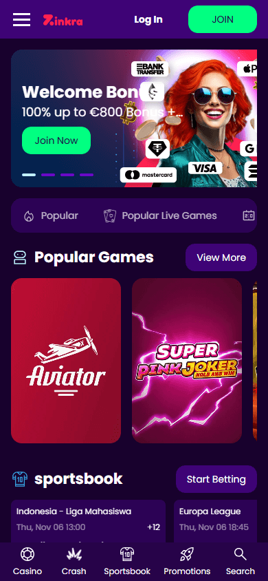 zinkra_casino_homepage_mobile