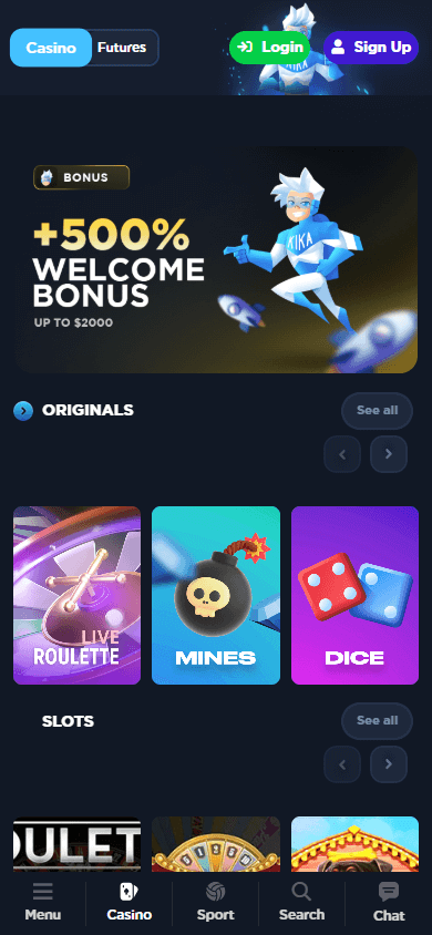 Kikabet_Casino_homepage_mobile