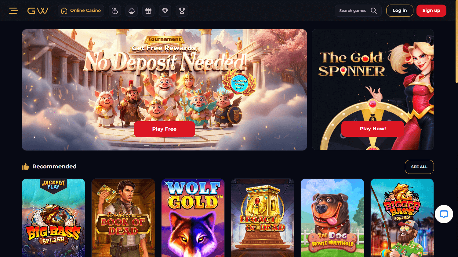 Goldwin_Casino_homepage_desktop