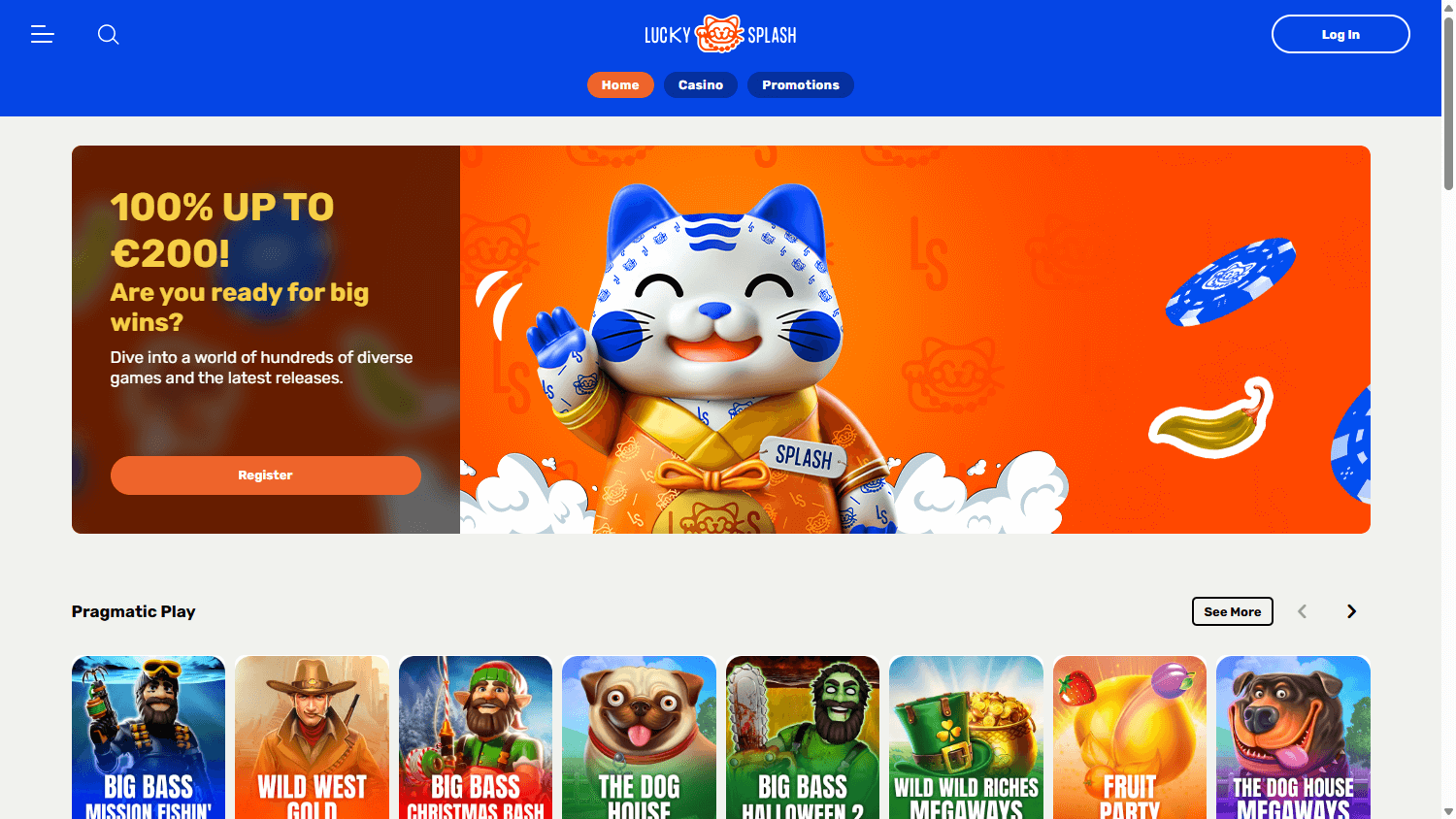 Luckysplash_Casino_homepage_desktop